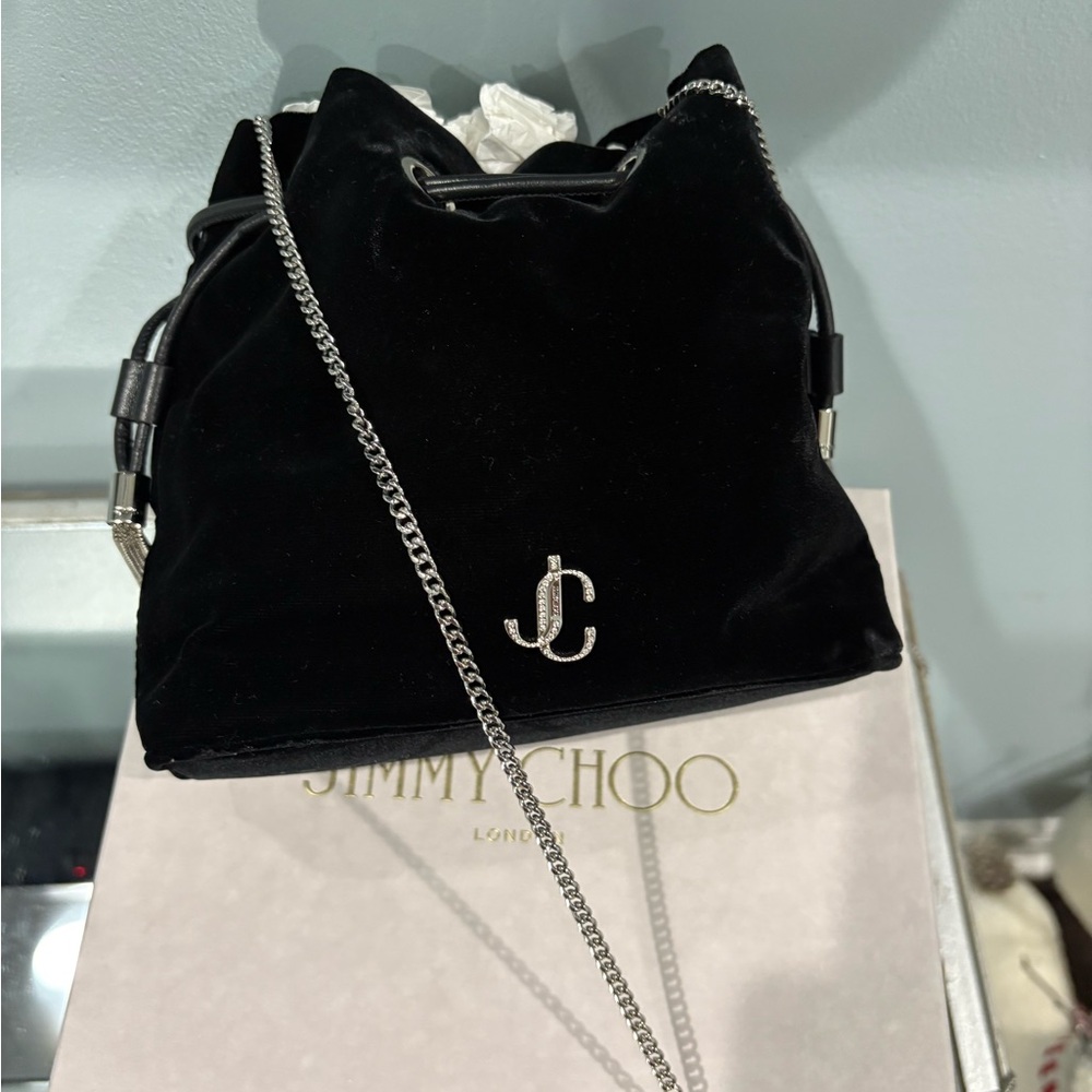 Jimmy Choo Black Velvet Crossbody Bag